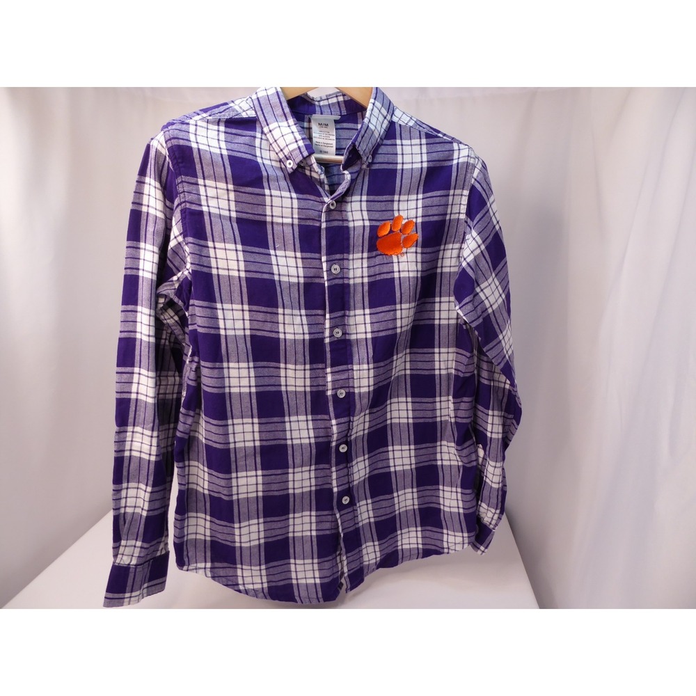 Knights Apparel Clemson University Tigers M 38-40 Flannel Plaid Button Up Shirt